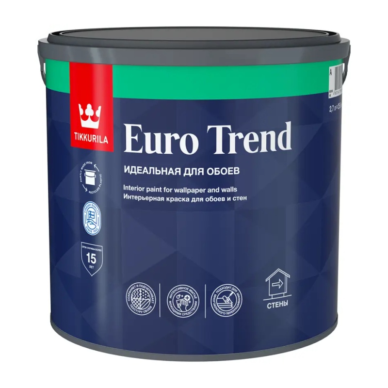 Краска для обоев и стен Tikkurila Euro Trend С матовая (2,7 л)