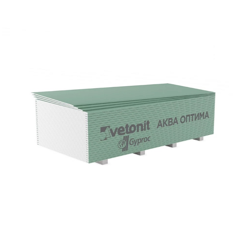 Гипсокартон влагостойкий Vetonit Аква Оптима, 2500х1200х12,5 мм