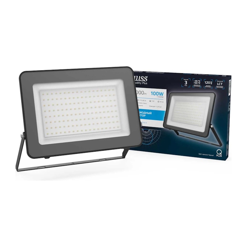 Прожектор LED Gauss Qplus 100 Вт, 6500K, IP65, черный