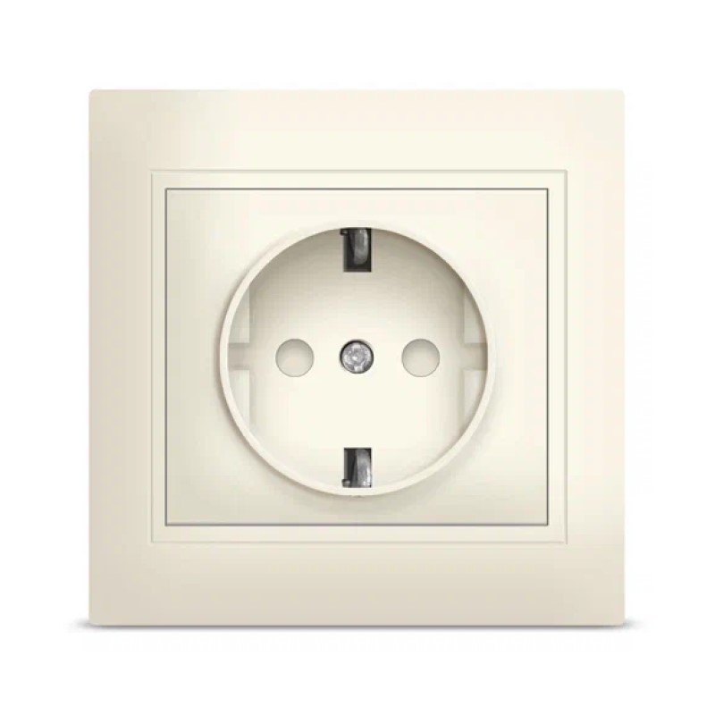 Розетка в сборе с/у Севиль Б-С0049, 1 гнездо, с/з, з/ш, слоновая кость
