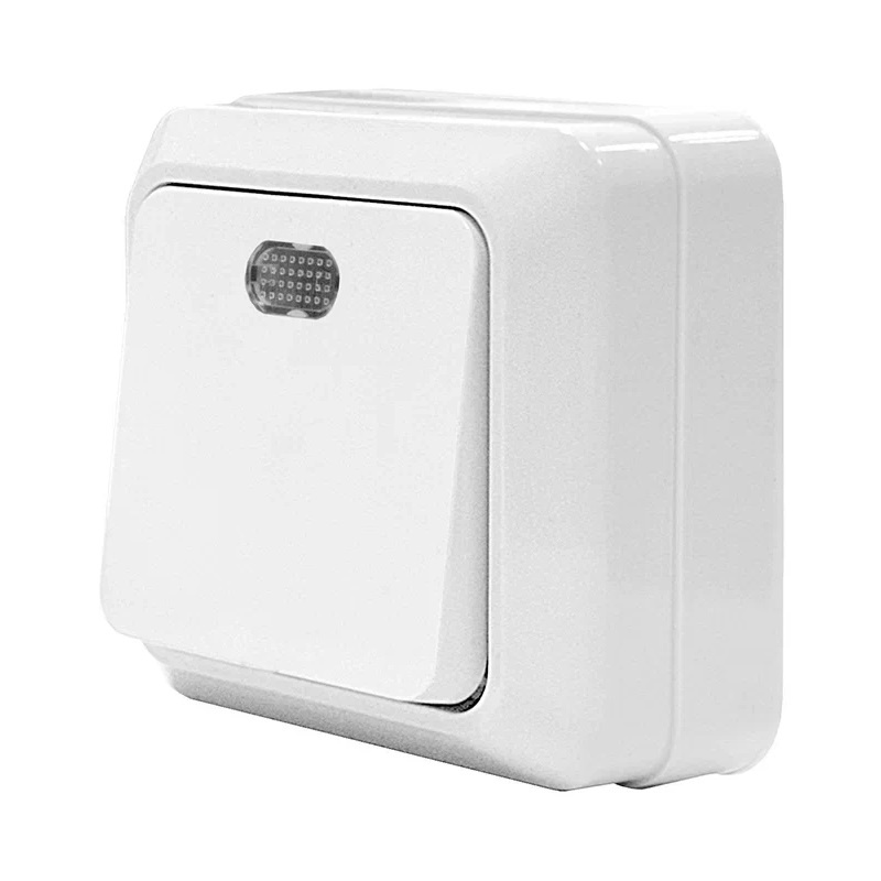 Выключатель о/у Олимп О0121, 1 клавиша, с/инд, IP20, белый