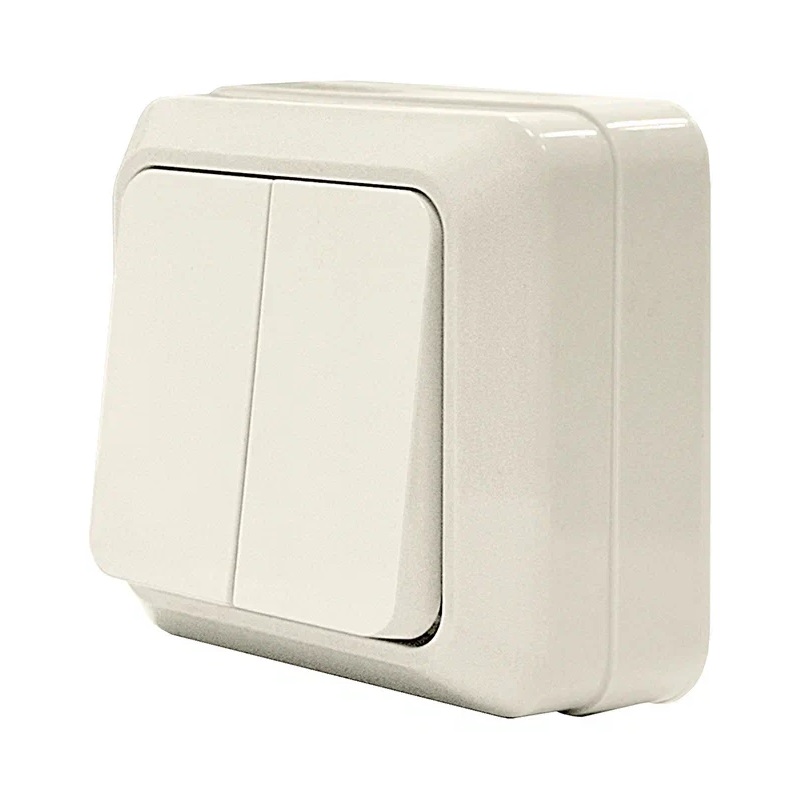 Выключатель о/у Олимп Б-О0023, 2 клавиши, б/инд, IP20, слоновая кость