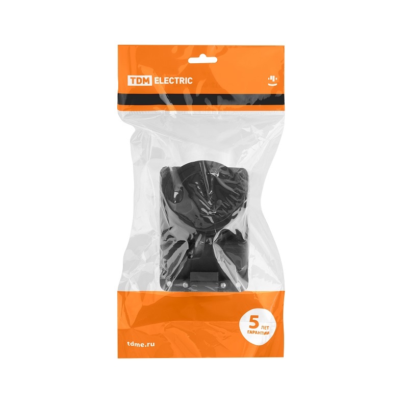 Розетка 1 гнездо, 3Р+РЕ, 32А, 380В, IP44, каучук, черная