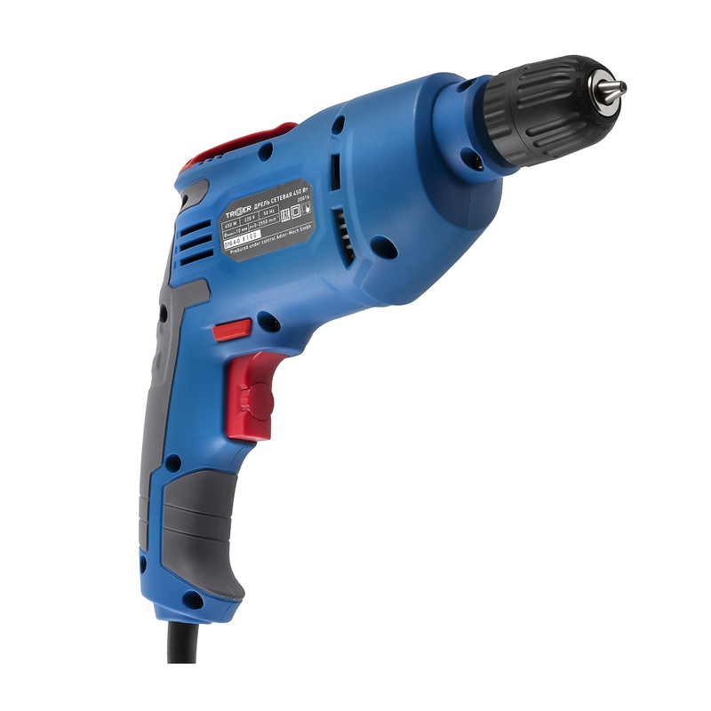 Дрель безударная сетевая Trigger 20016, 13 мм, БЗП, 0,45 кВт, реверс, 0-2500 об/мин