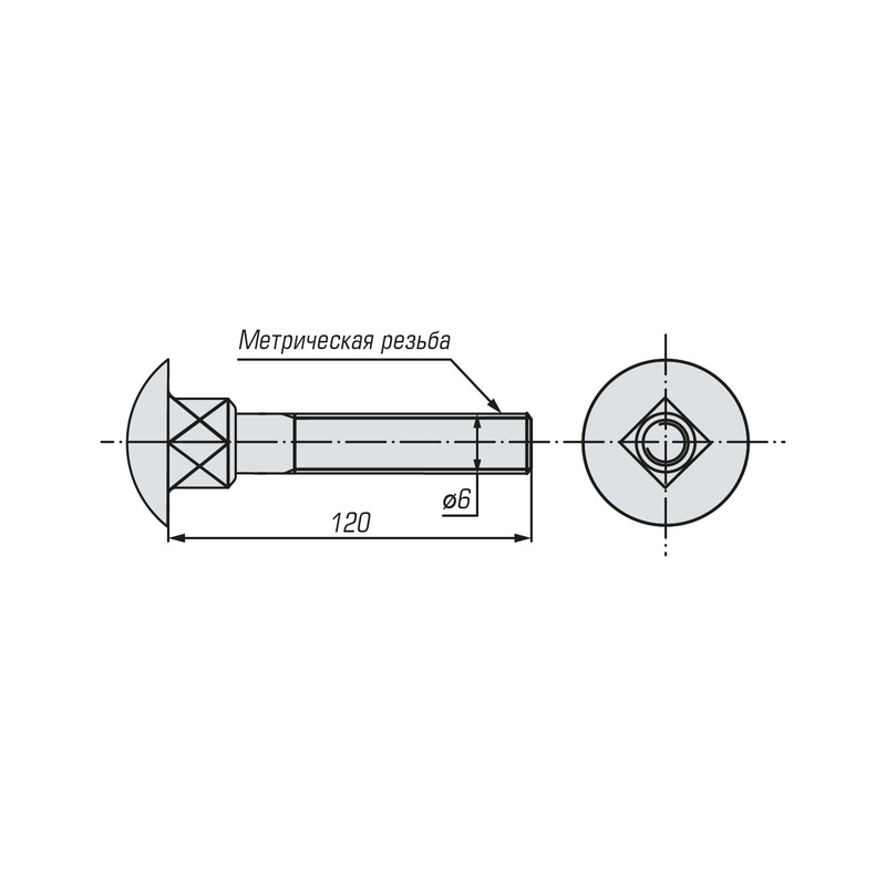 Болт мебельный SWFS DIN603 М6х120 (50 шт)