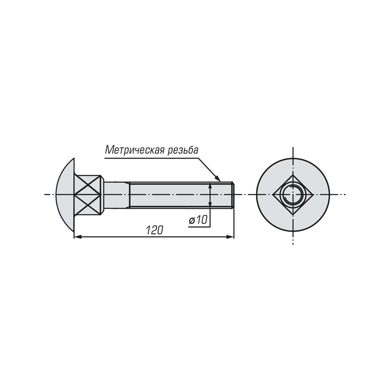 Болт мебельный SWFS DIN603 М10х120 (350 шт)