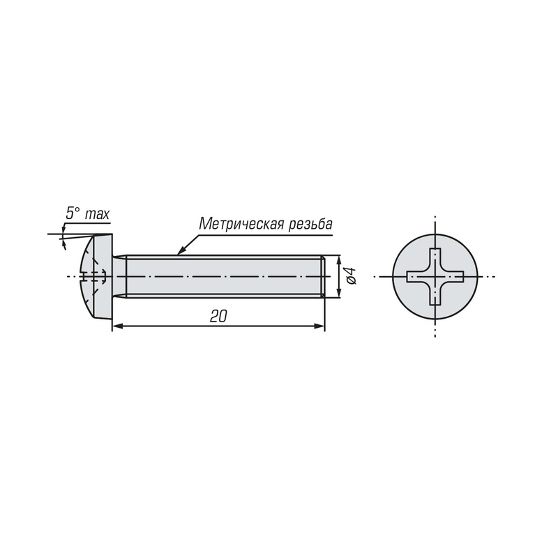 Винт SWFS DIN7985 М4х20 (900 шт)