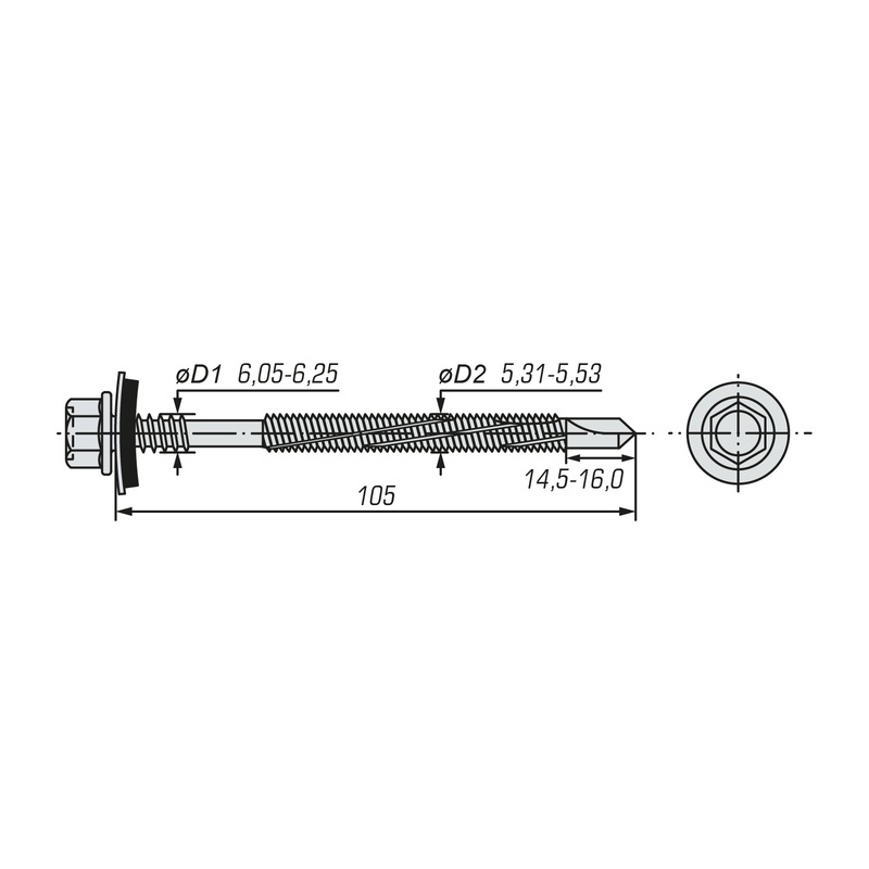 Саморез для сэндвич-панелей SWFS 6,3/5,5х105 (800 шт)