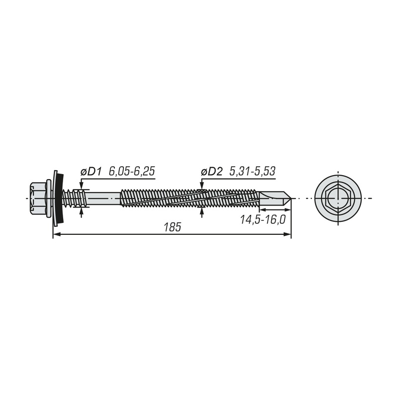 Саморез для сэндвич-панелей SWFS 6,3/5,5х185 (500 шт)
