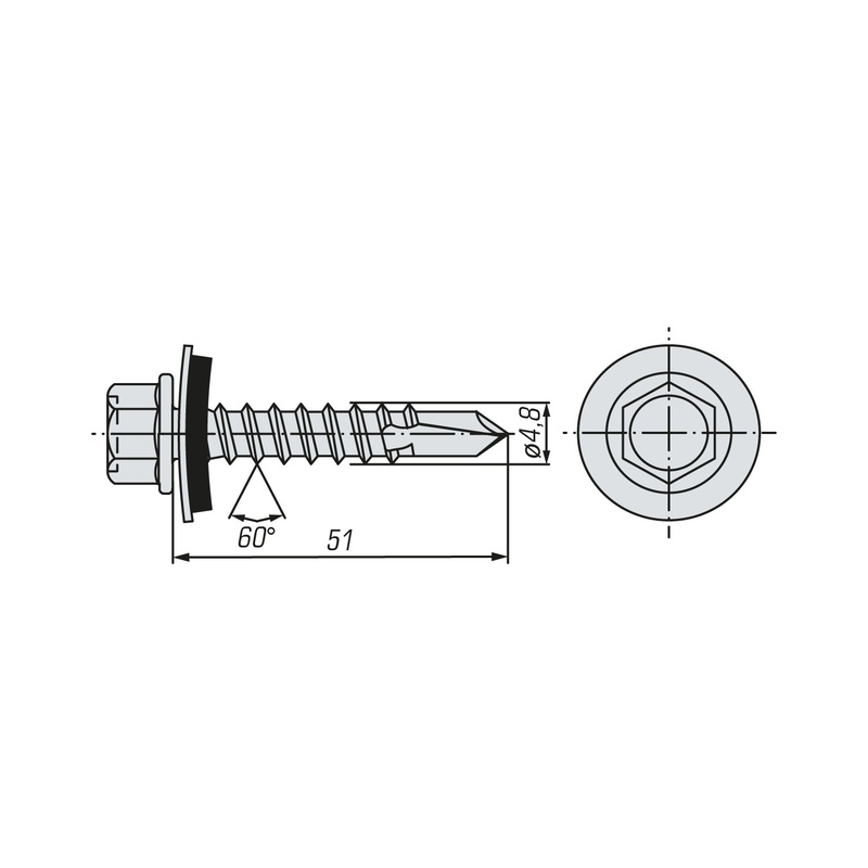 Саморез кровельный SWFS Premium RAL-7015 ZP 4,8х51 (200 шт) круглый конт-р