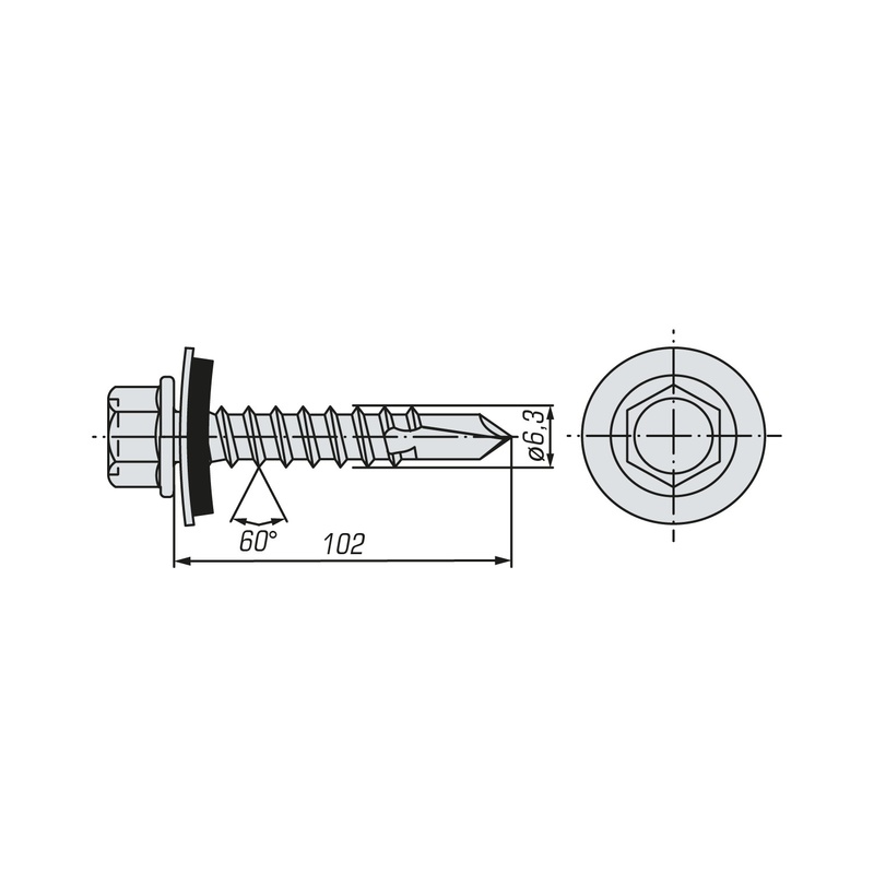 Саморез кровельный SWFS Premium ZP 6,3х102 (500 шт)