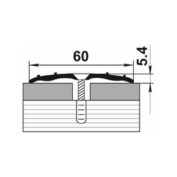 Порог стыкоперекрывающий Лука, серебро анод. (1,8 м х 60 мм)