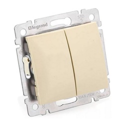 Выключатель с/у Valena 695605, 2 клавиши, б/инд, бежевый