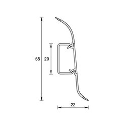 Плинтус Ideal Оптима, с кабель-каналом, ясень сер., 55 мм (2,5 м)
